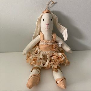 Vintage 90s Caffco International Beige Ballerina Bunny Rabbit Plush Toy